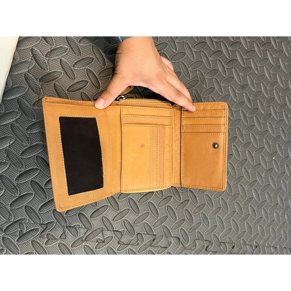 Harbour 2nd Wallet Womens OS Tan Leather Woven Zip Bifold Anchor Logo